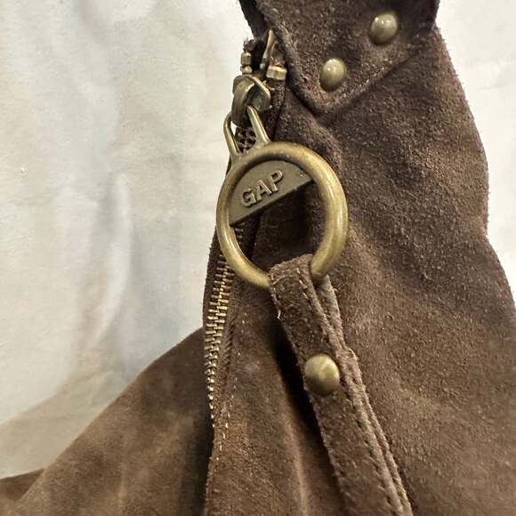 Vintage Y2K GAP Suede Brown Hobo Shoulder Bag - Picture 3 of 13